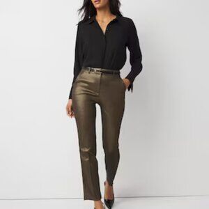 NWOT WHBM Shimmery Metallic Gold Elle Slim Ankle Pants 10